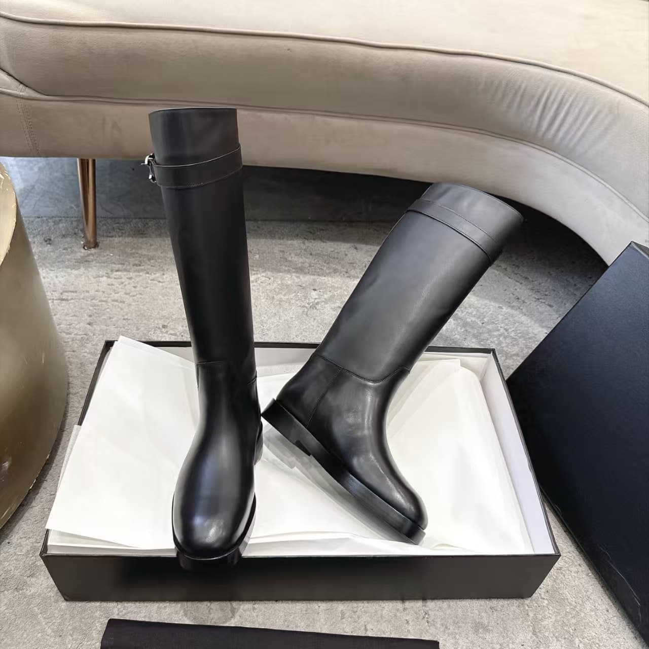 Chanel Black Calfskin Boots