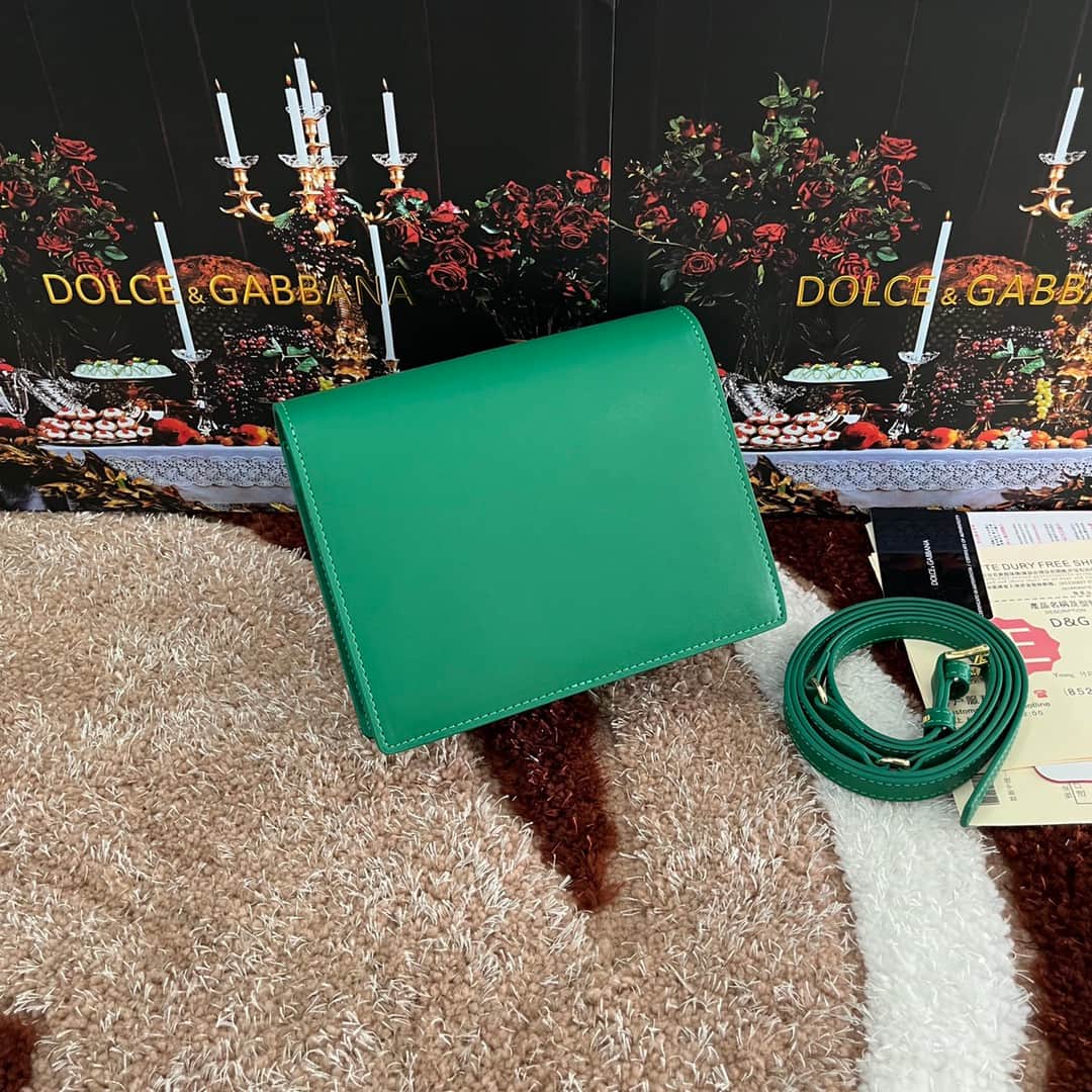 Dolce & Gabbana Green calf leather DG Logo crossbody bag high