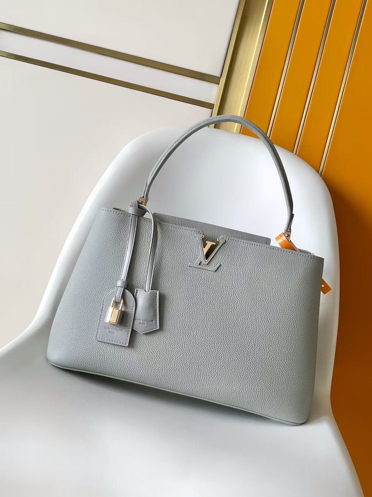 Louis Vuitton Capucines Souple Grain Taurillon Leather Light Grey M26268 TOP