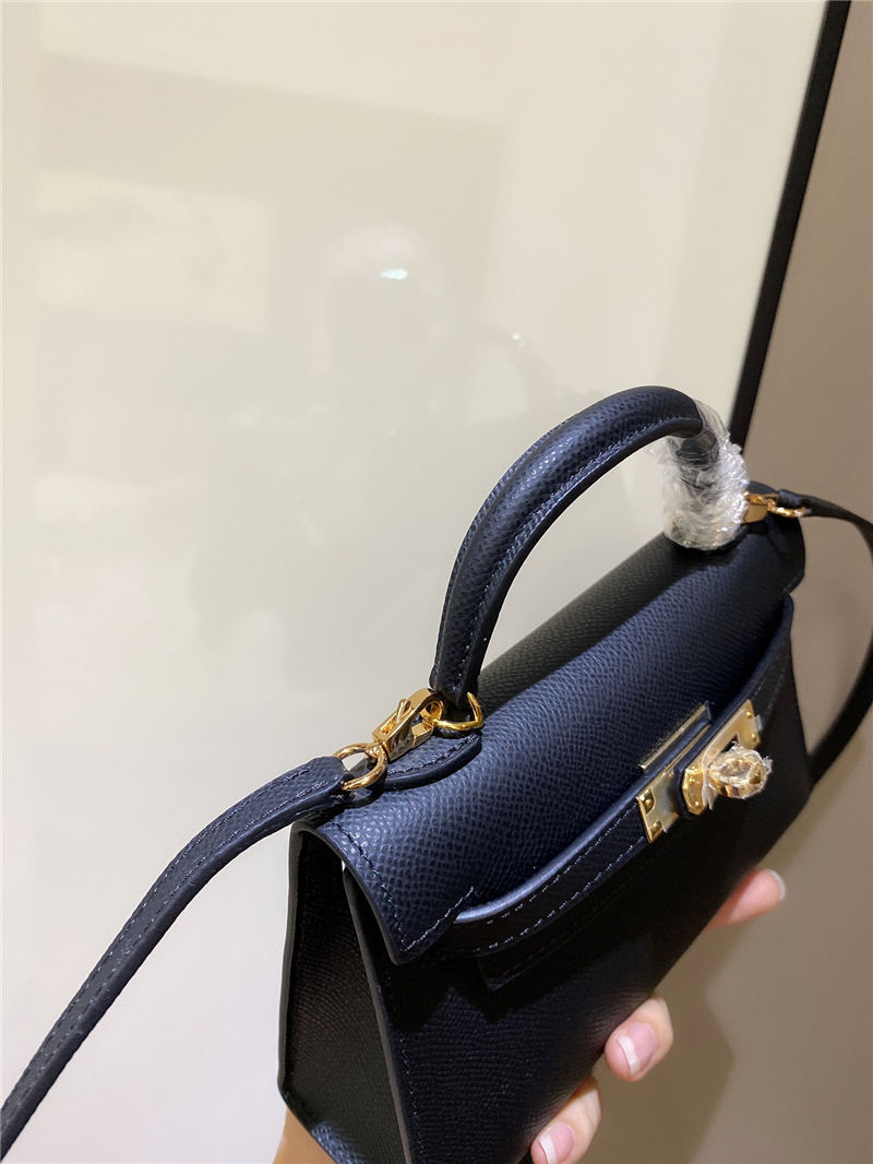 Hermes Kelly Mini II Bag Epsom Leather In Black CTN High