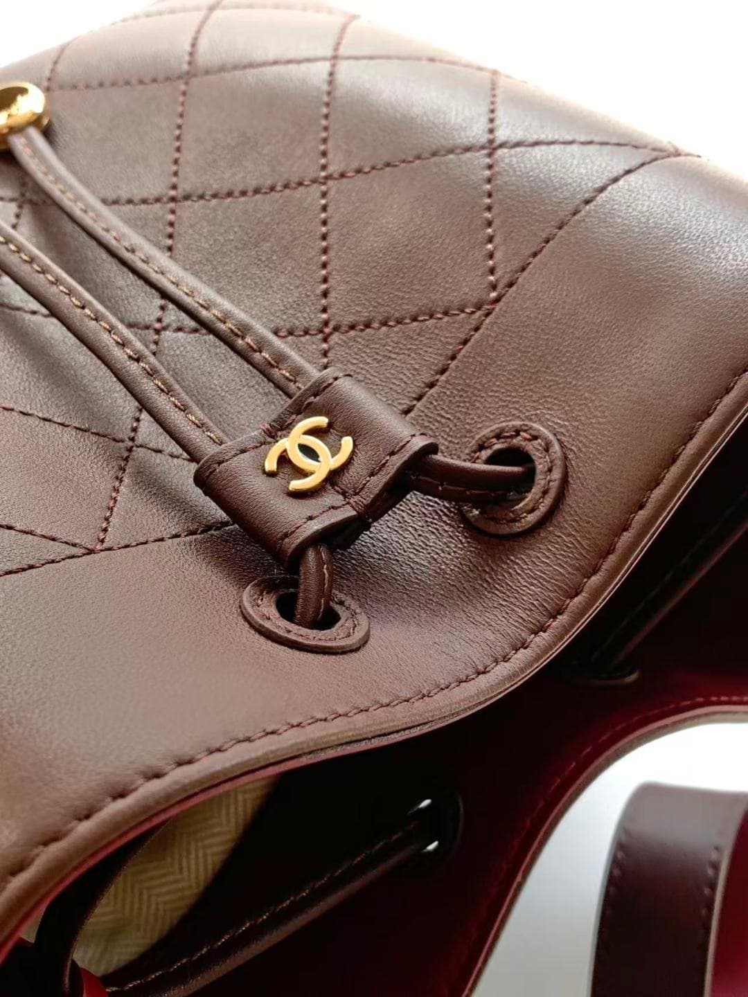 Chanel Small Bucket Bag Calfskin Leather & Gold-Tone Metal Dark Brown AS6537 A