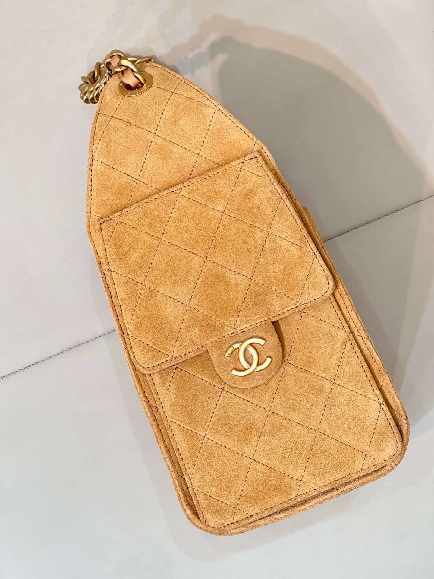 Chanel 25 Small Hobo handbag AS5293 Suede &Gold-tone Metal Beige TOP