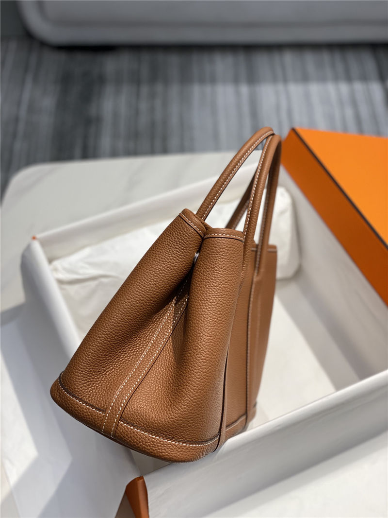 Hermes Garden Party 30/36 Bag Calfskin In Gold High