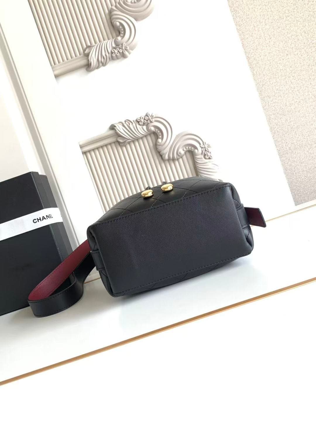 Chanel Small Bucket Bag Calfskin Leather & Gold-Tone Metal Black AS6537 A