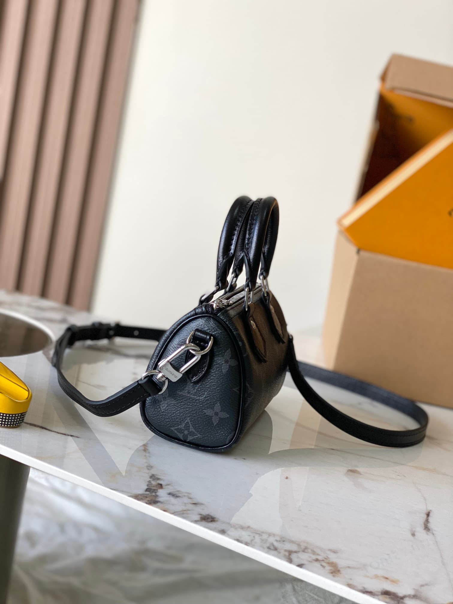Louis Vuitton Nano Speedy Monogram Eclipse M26573 Black TOP