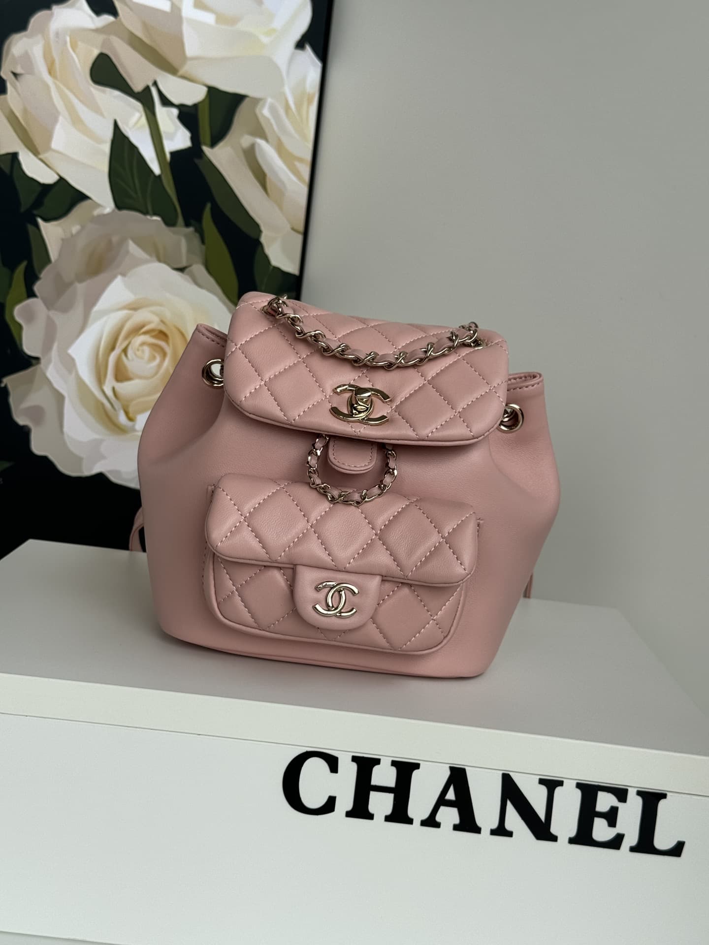 Chanel Small Quilted Duma Backpack Lambskin AS2908 Pink High