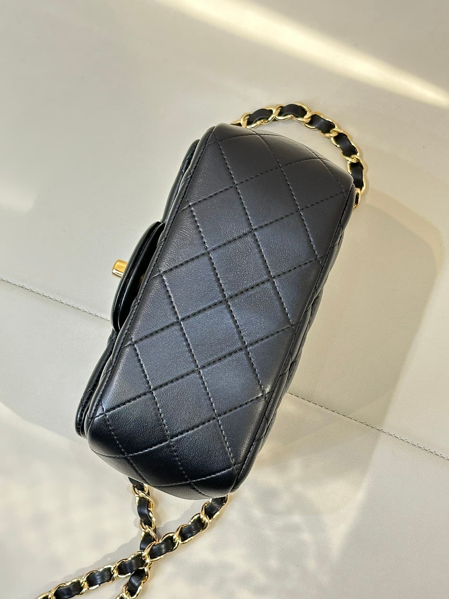 CHANEL Super Mini Classic Handbag Lambskin & Gold-Tone Metal A35200 Black TOP