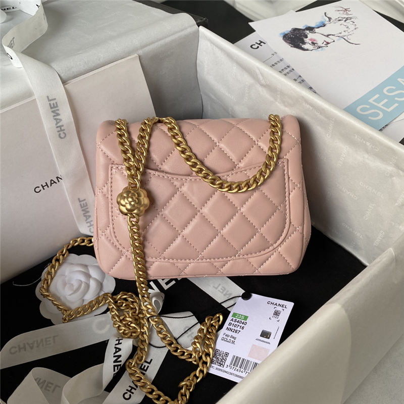 Chanel SUPERMINI FLAP BAG AS4040 Lambskin & Gold-Tone Metal Pink A