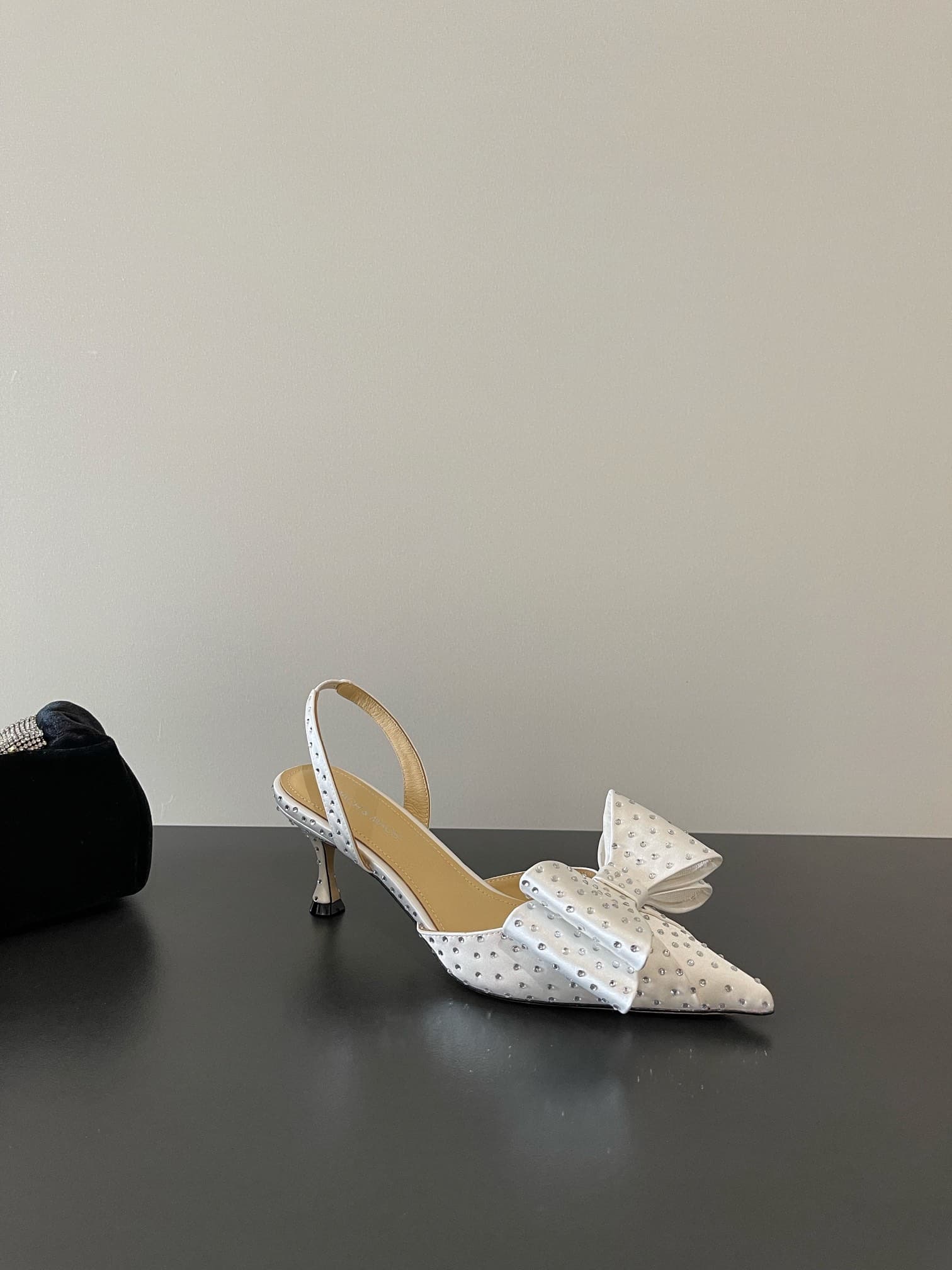 Mach Mach Le Cadeau Bow Crystal Pointed Toe Slingback Shoes Women