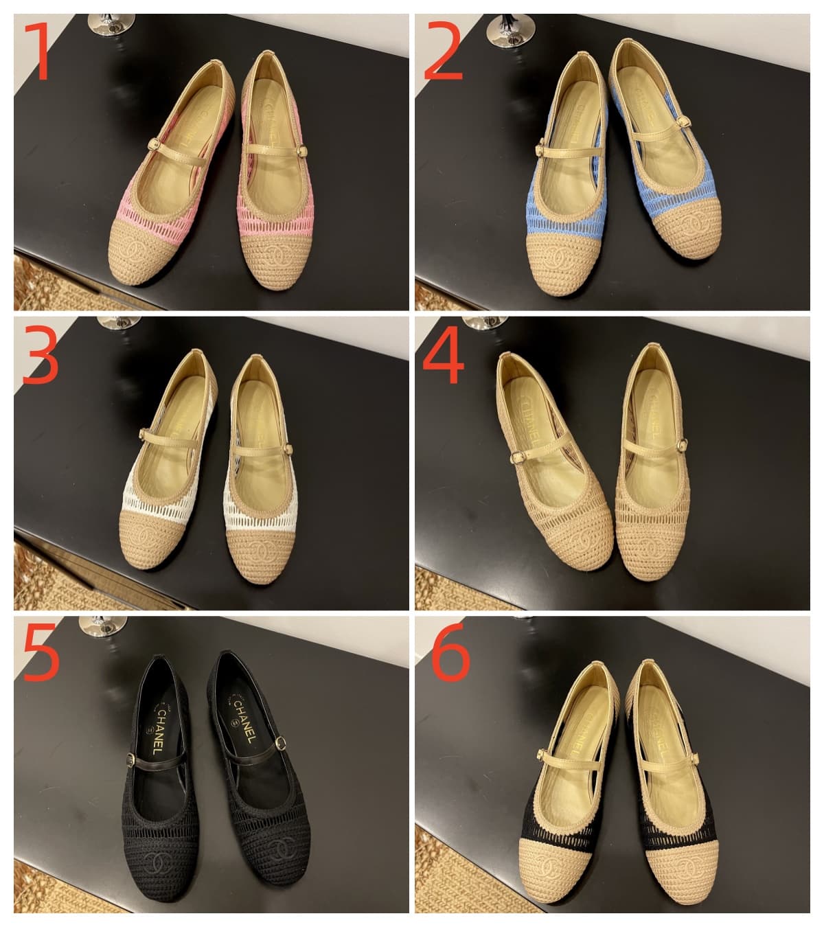 Chanel Raffia Ballet Flats Shoes Low Women