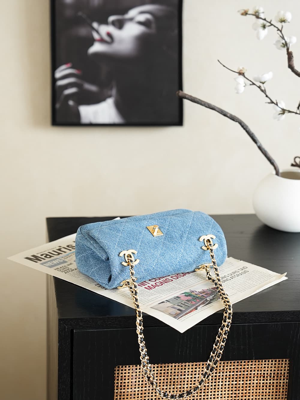 Chanel Flap Bag Denim & Gold-Tone Metal Caramel AS6449 A