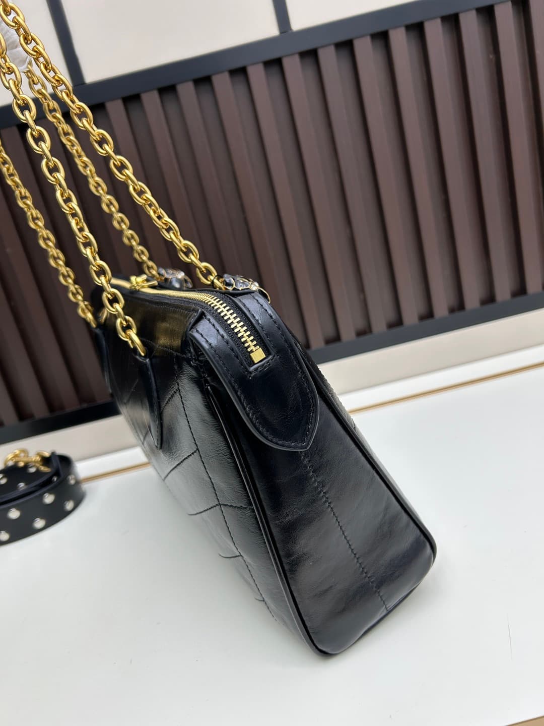 Valentino VLogo Garavani Panthea Shoulder Bag Black Leather Mid