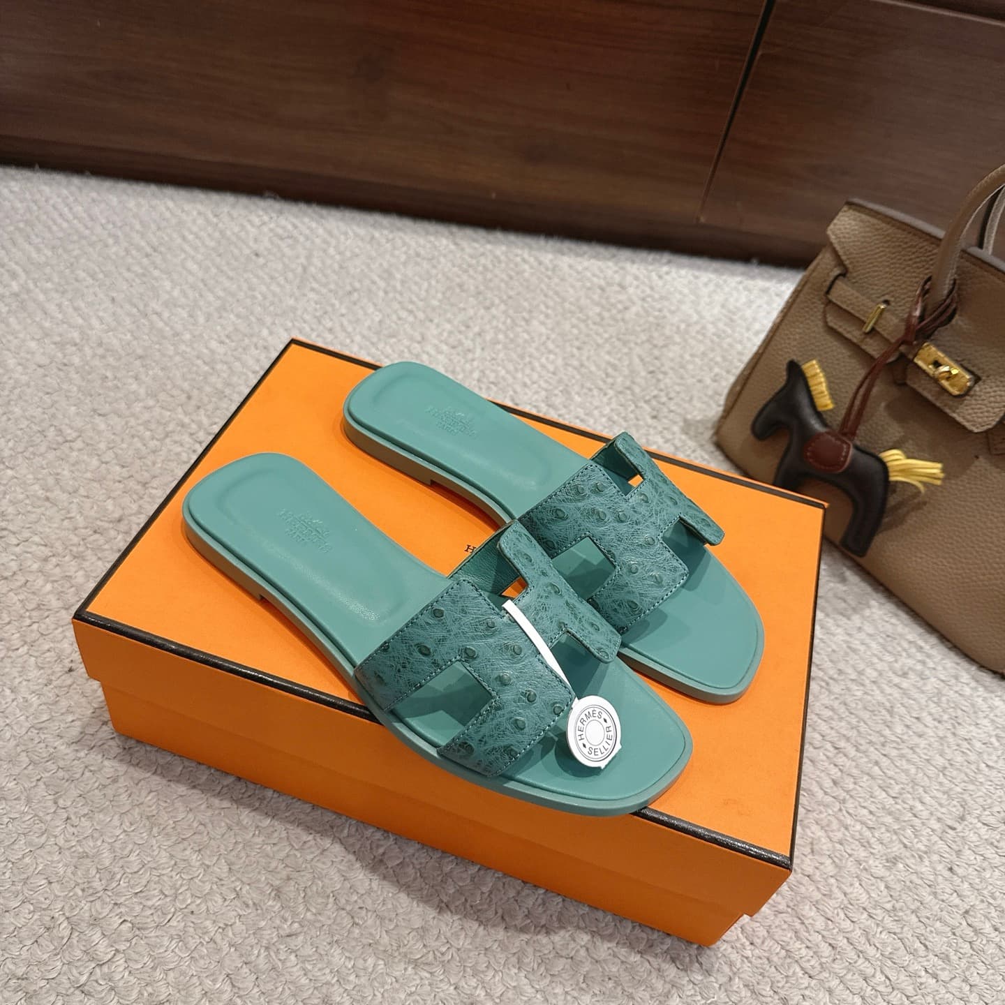 Hermès Oasis Ostrich Leather Sandal Shoes Women
