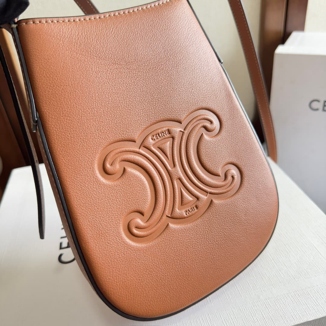 Celine Heloise Phone Pouch in Tan Supple Calfskin Leather High