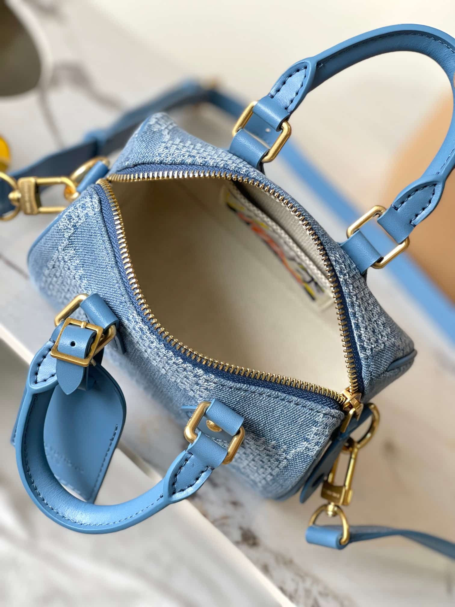 Louis Vuitton Speedy 18 Bandoulière Damier Denim Blue N00208 TOP