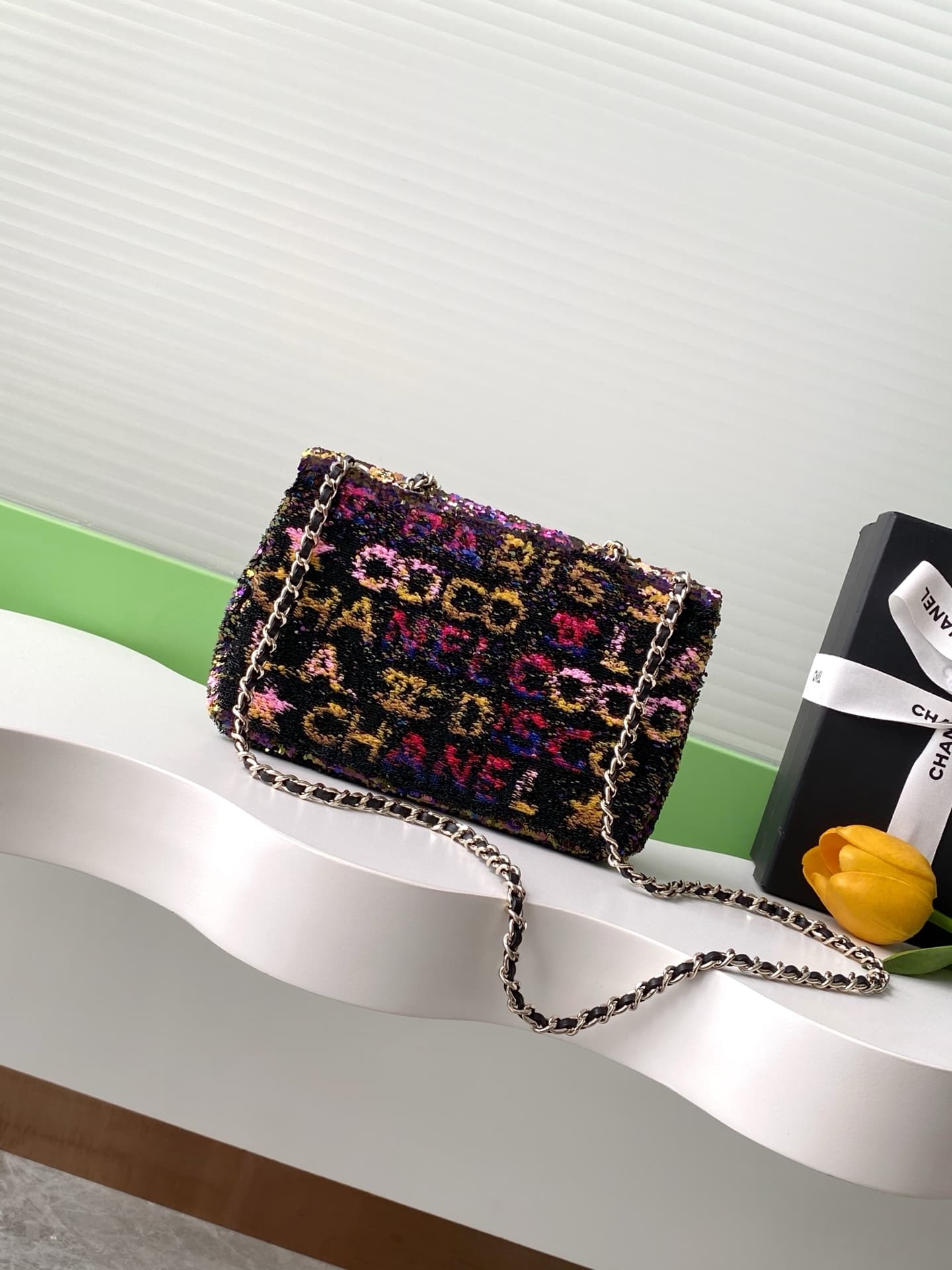 Chanel Flap Bag Sequins & Gold-Tone Metal AS4561  A