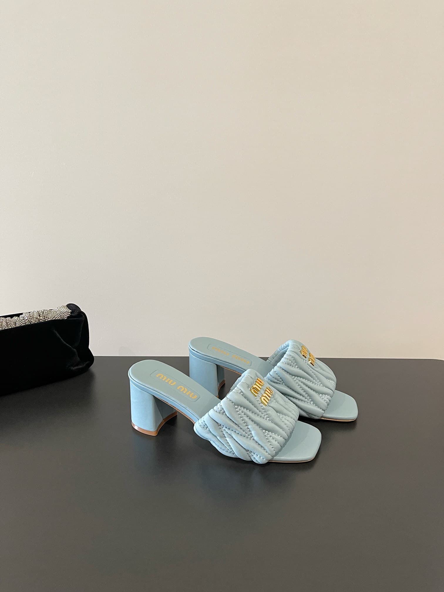 Miu Miu Matelasse Nappa Leather Slides Shoes Women