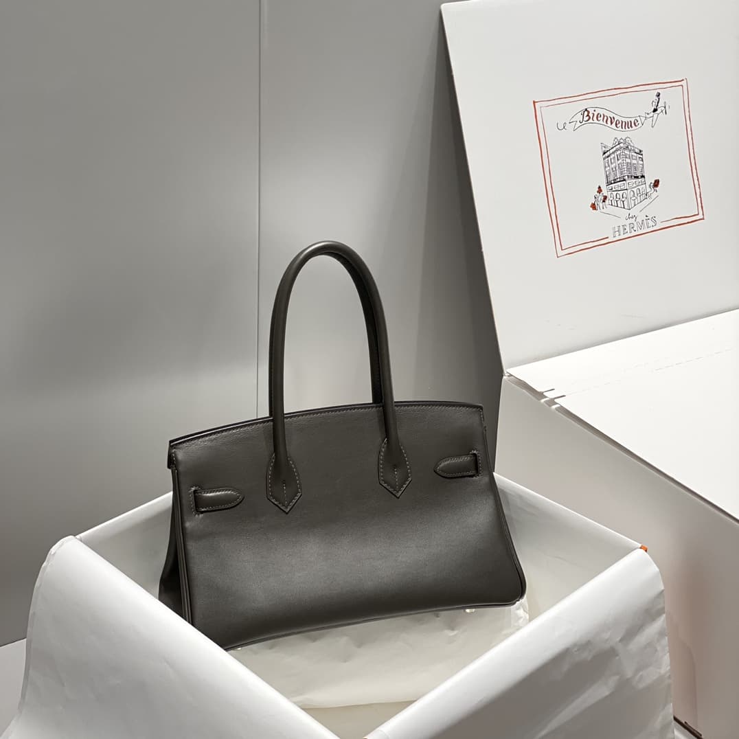 Hermes Shoulder Birkin 29 Swift leather Silver Metal WAX High
