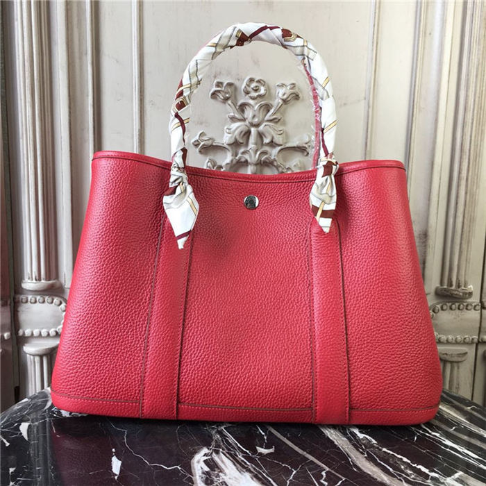 Hermes Garden Party 30/36 Bag Calfskin In Red High