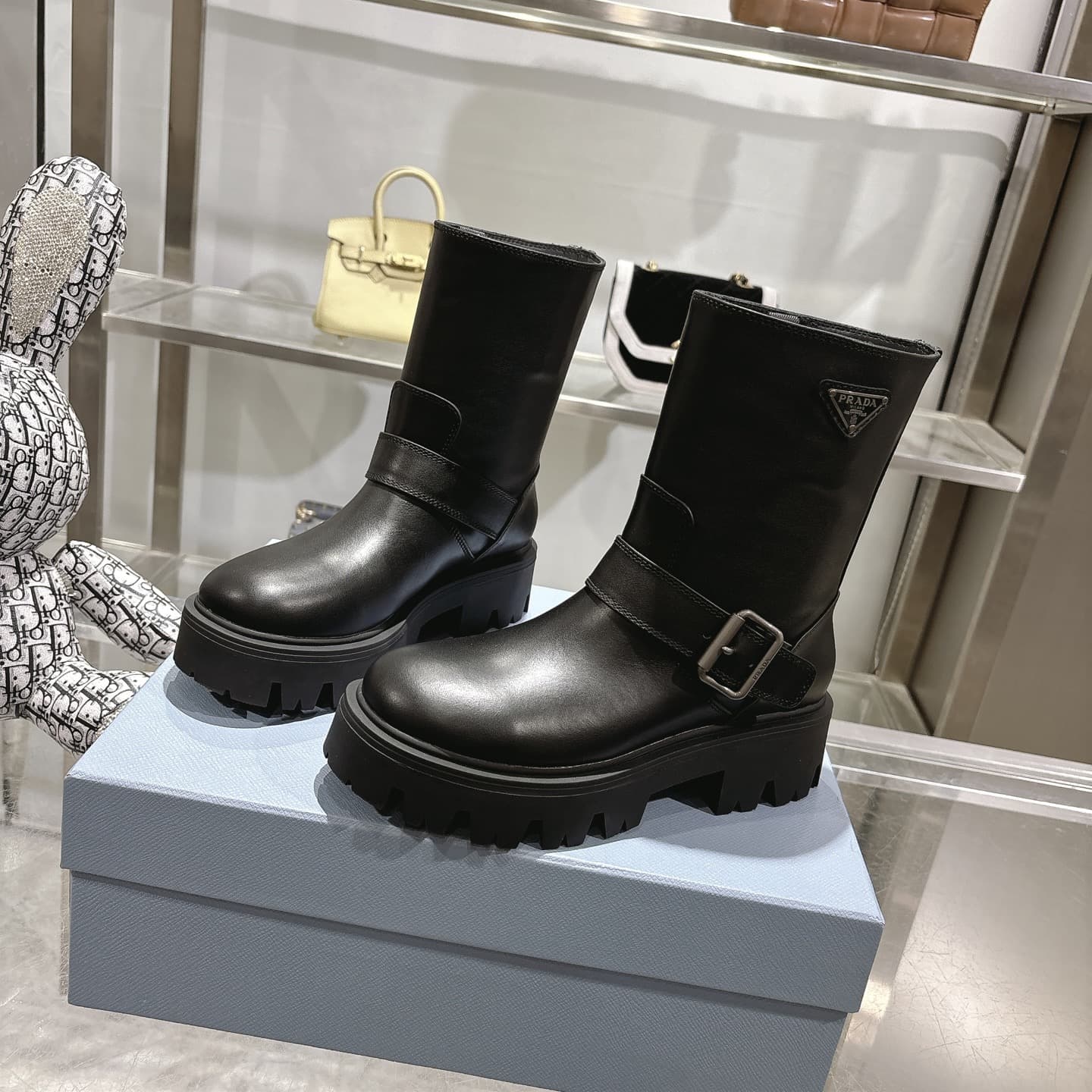 Prada Cocoa Brown Leather Boots Shoes Women