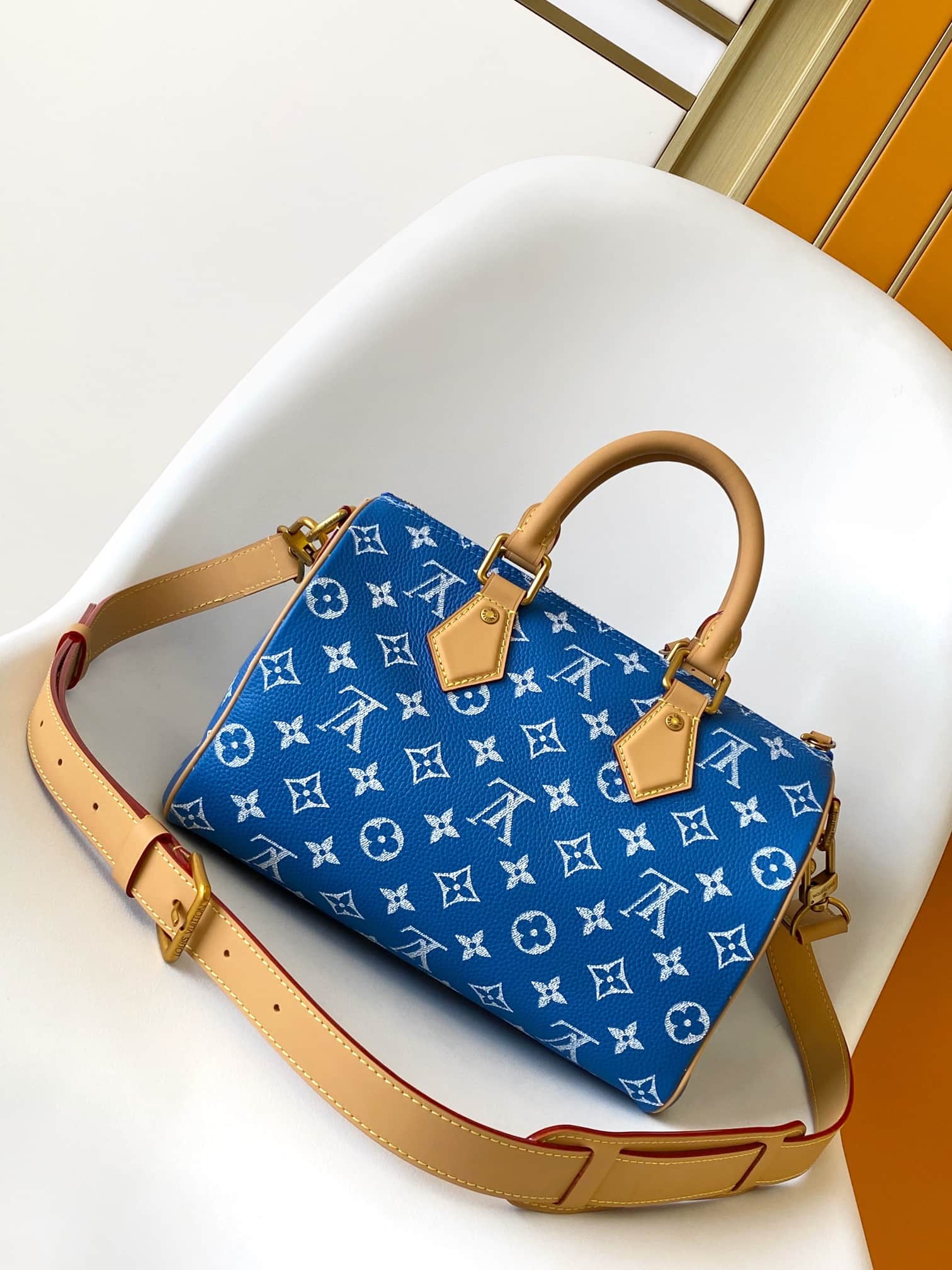 Louis Vuitton Speedy P9 Bandoulière 25 Blue Soft calfskin M24424 High