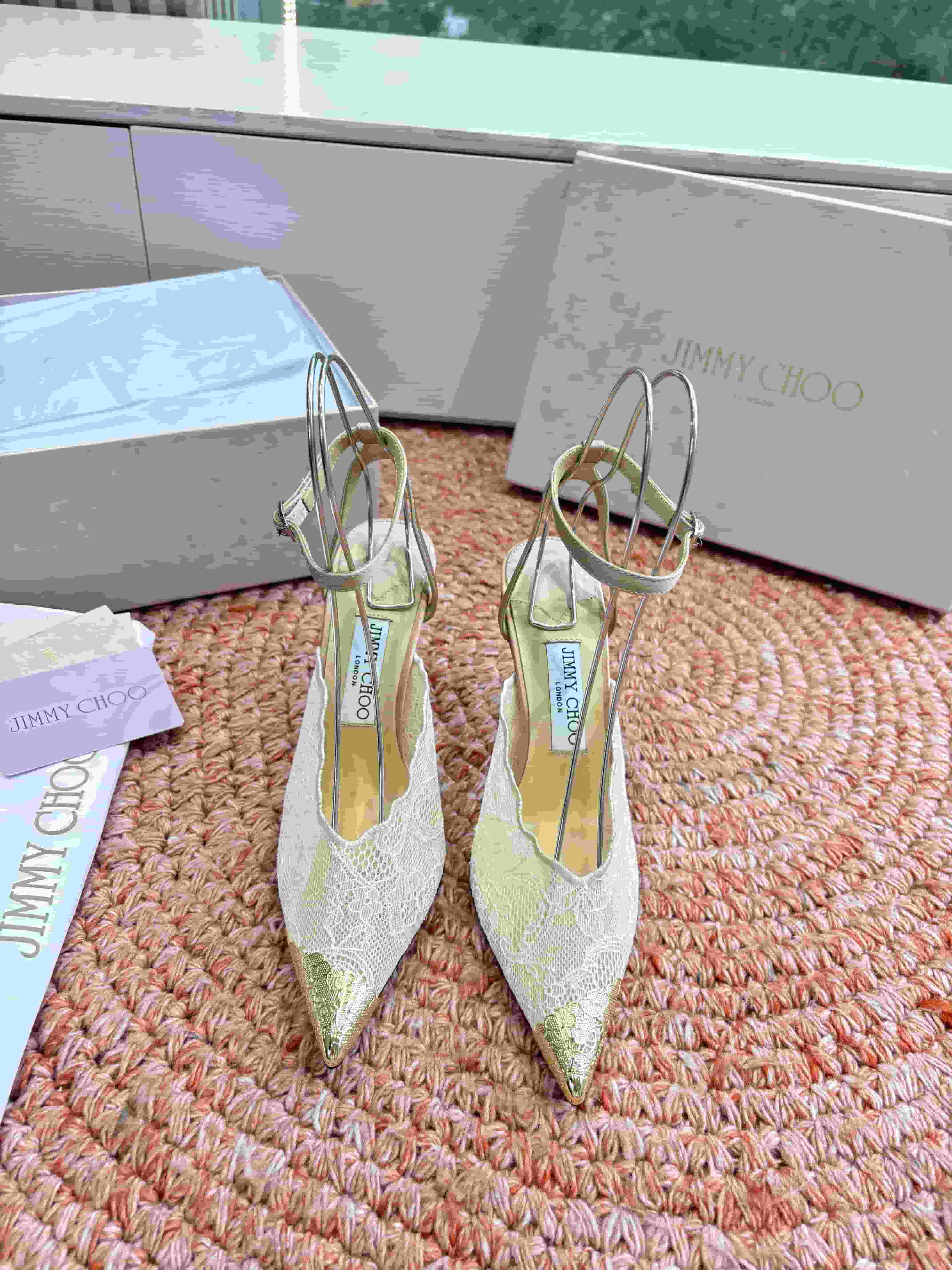 Jimmy Choo Amita Lace Slingback Pumps