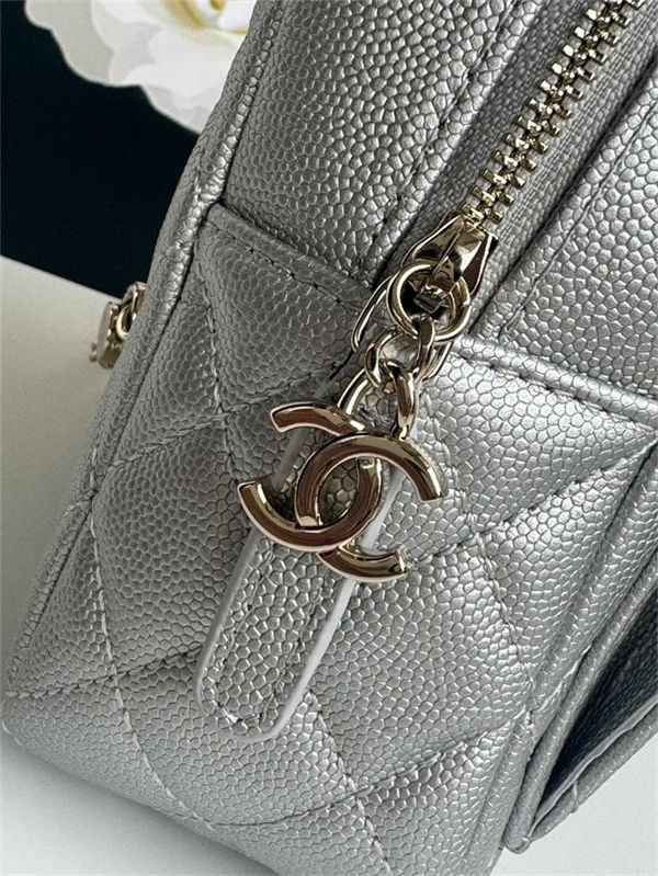 Chanel Mini Backpack Grained Calfskin Gold-Tone Metal AP3753 Silver A