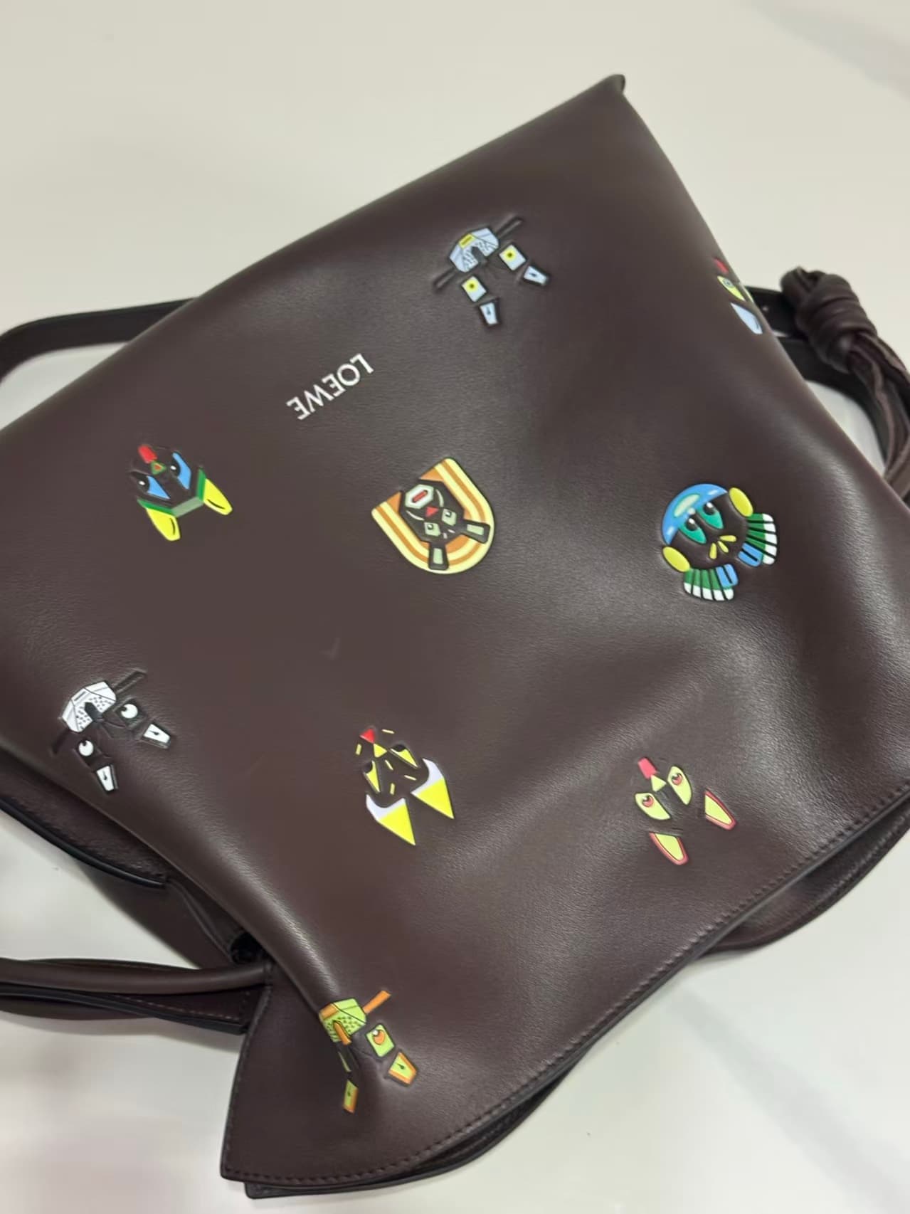 LOEWE Cats Medium Flamenco Clutch in Nappa Calfskin Brown High