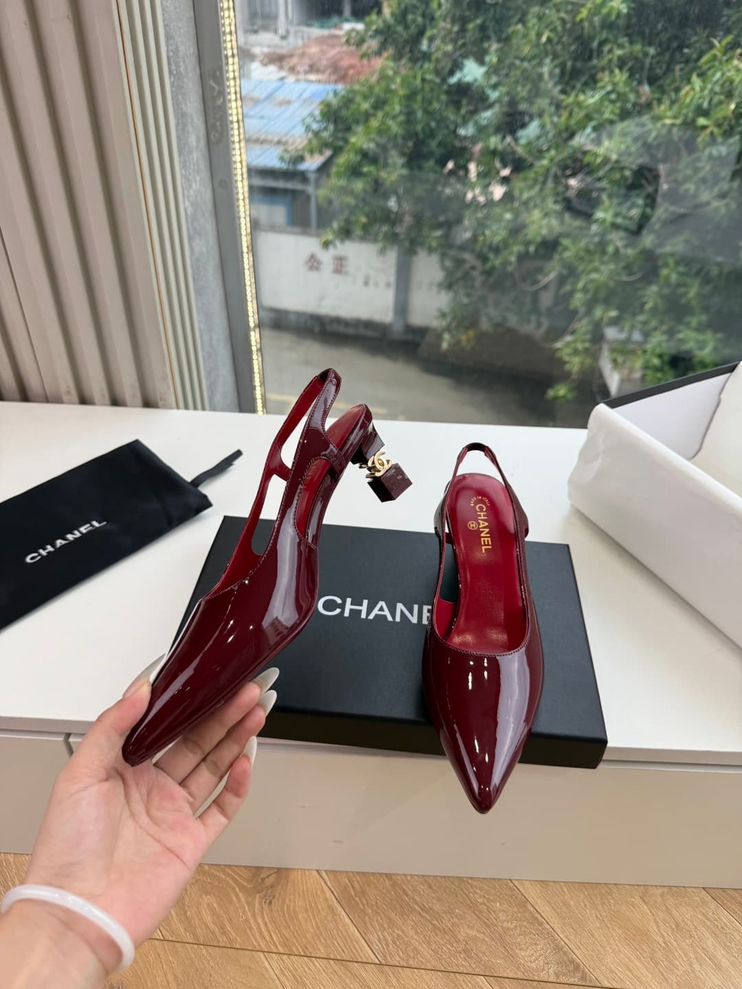 Chanel Patent Calfskin Slingback Pumps