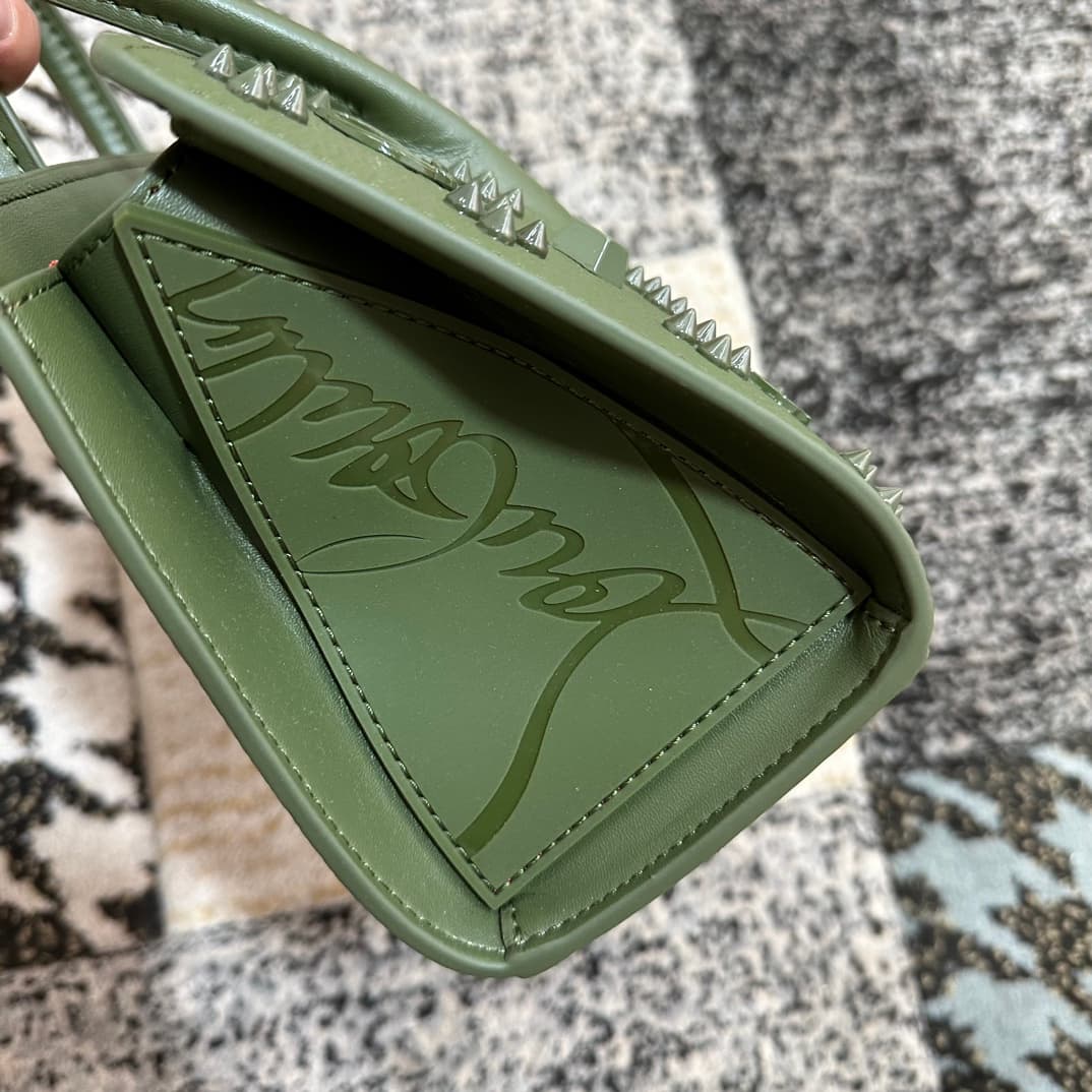 Christian Louboutin Paloma leather tote bag in Green with spikes &studs High
