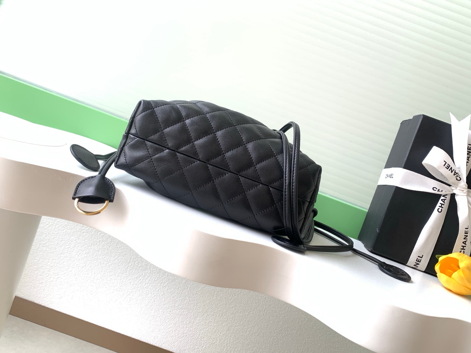Chanel Clutch with Leather Strap Quilted Leather & Gold-tone Metal AP5227 Black A