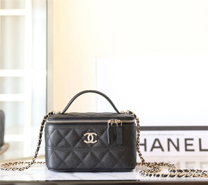 Chanel Handle Box Bag Grained Shiny Calfskin & Gold-Tone Metal TOP