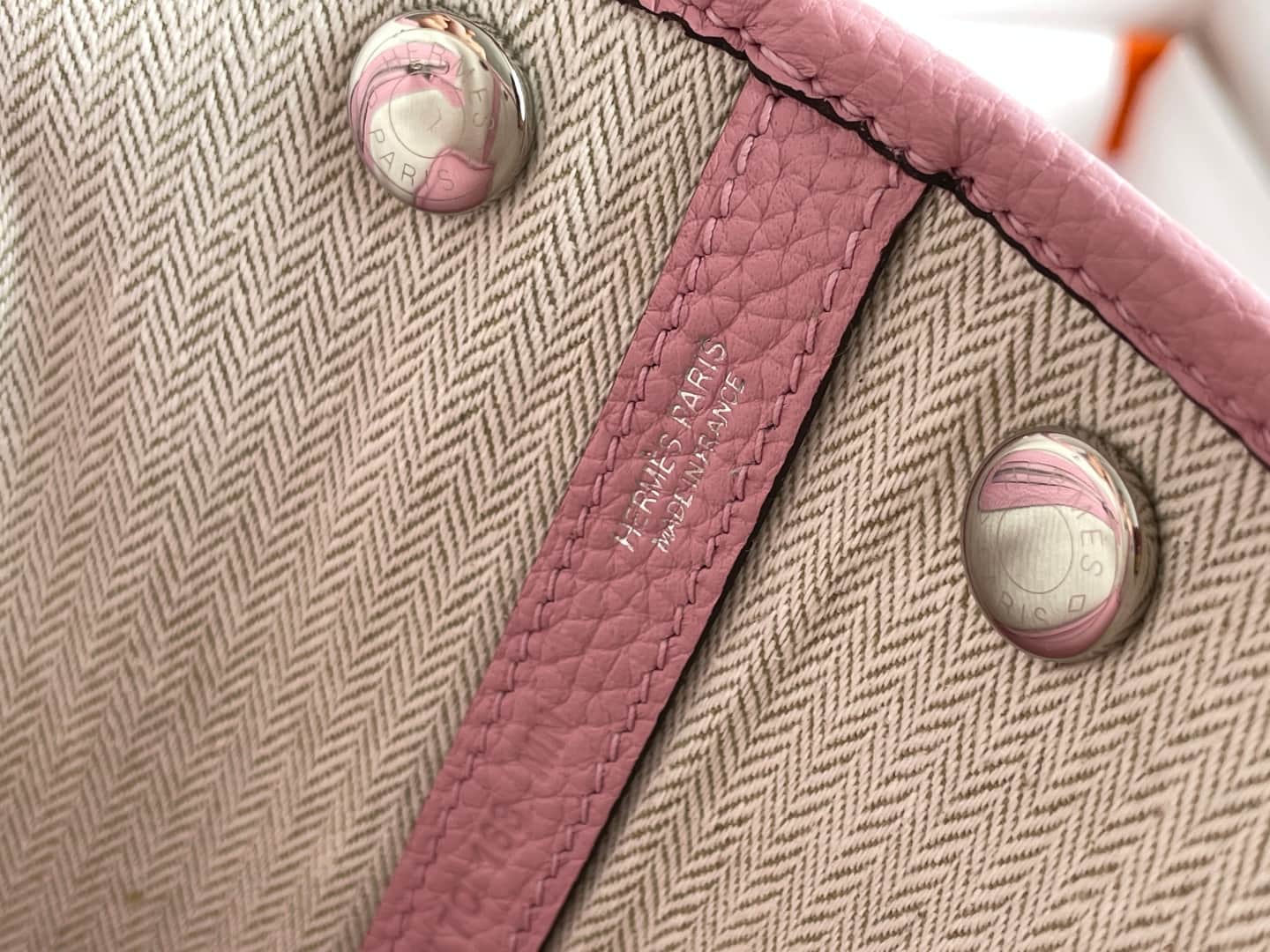 Hermes Garden Party 23 bag in Rose Saiura Togo Leather WAX High