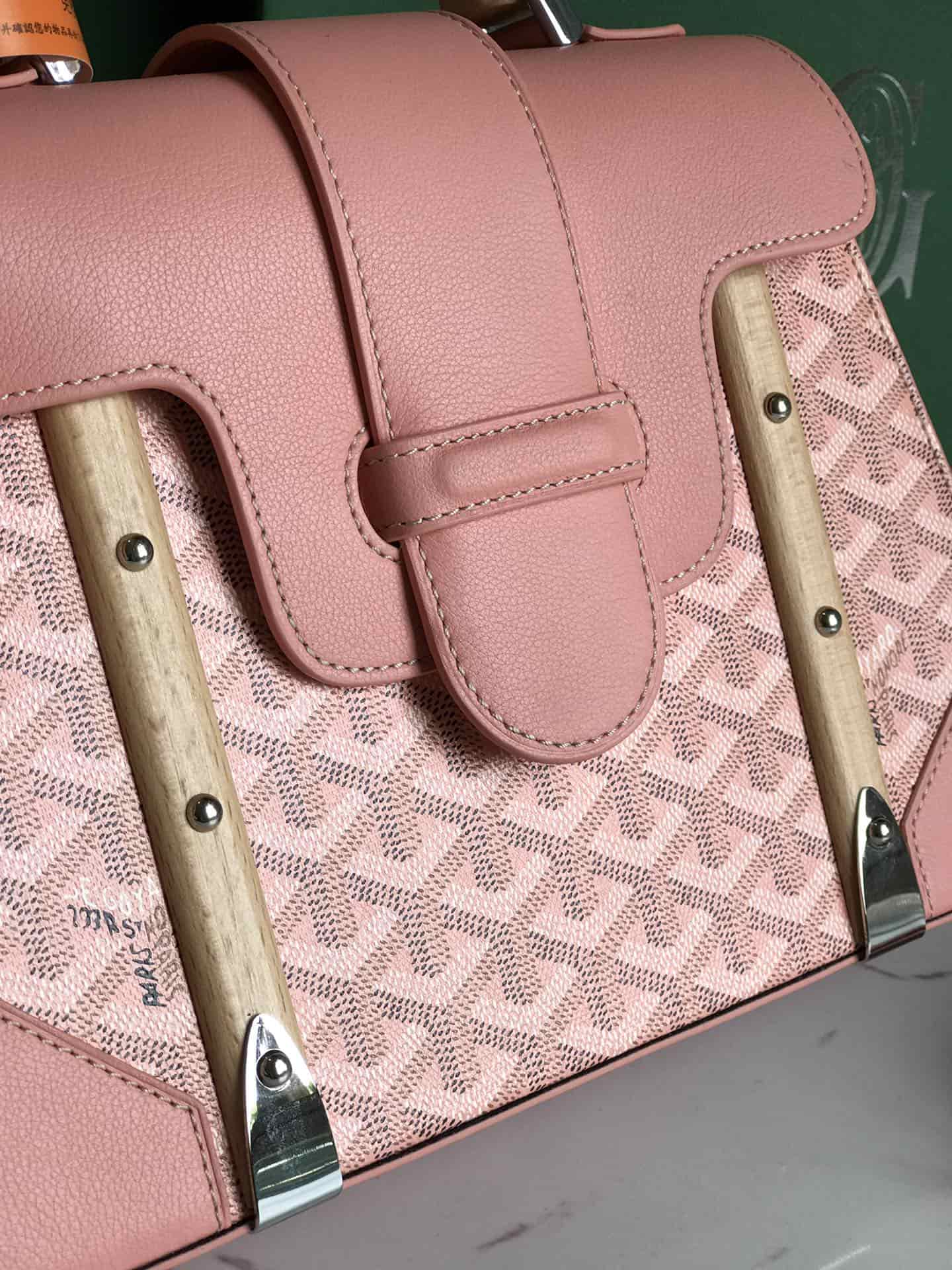 Saïgon PM Bag Goyardine Canvas & Clamecy Cowhide Pink High