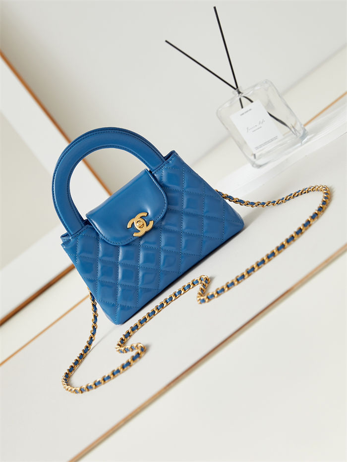 Chanel MINI SHOPPING BAG AS4416 Shiny Aged Calfskin & Gold-Tone Metal Blue-Royal A