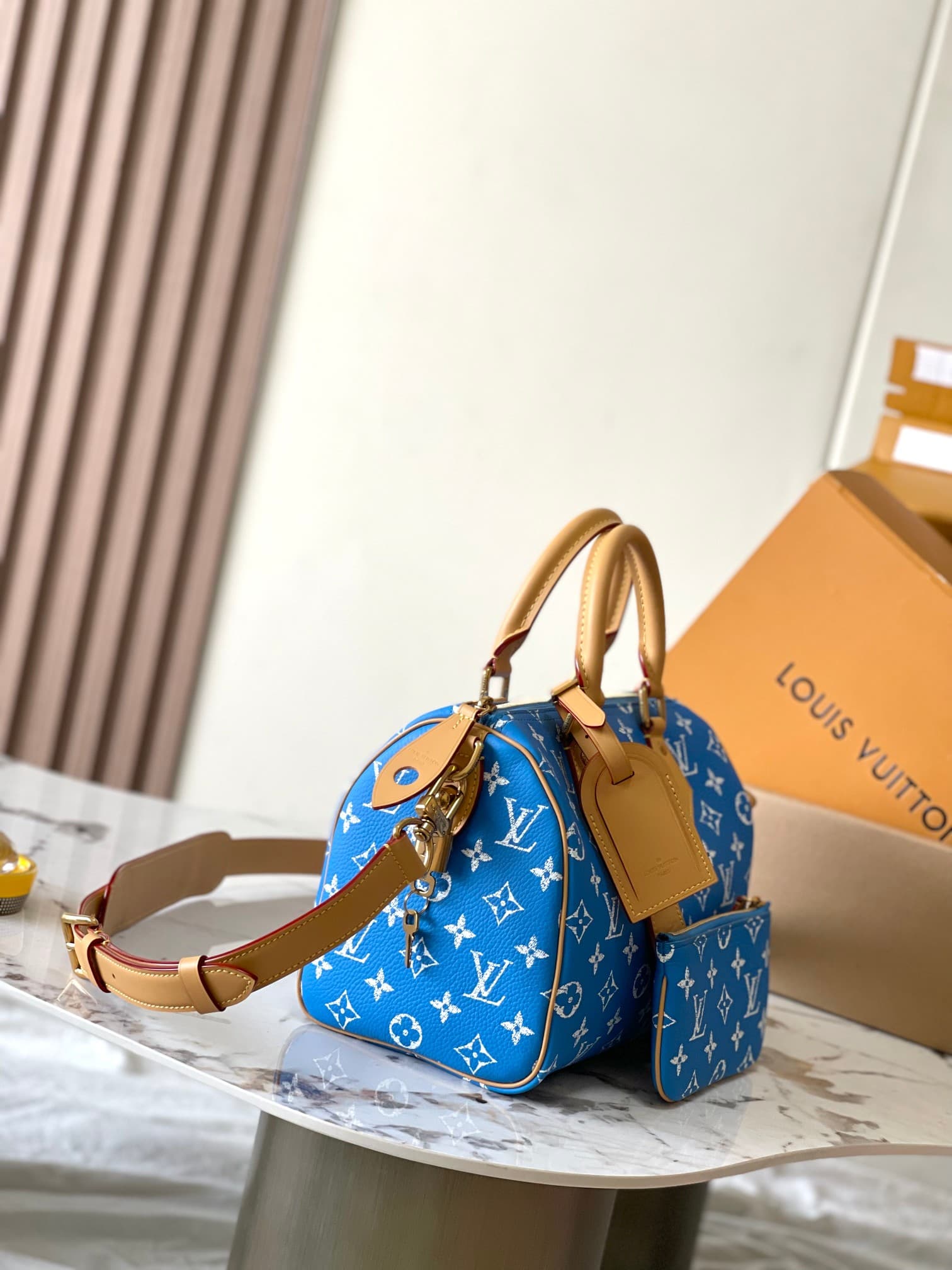 Louis Vuitton Speedy P9 Bandoulière 25 Soft calfskin Monogram Leather M24424 Blue TOP