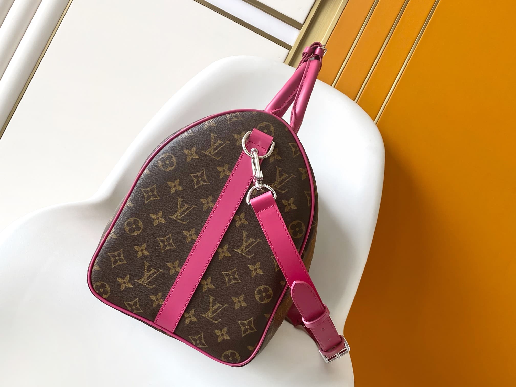 Louis Vuitton Keepall Bandoulière 45 Monogram Macassar coated canvas M13807 Pondichery Pink High