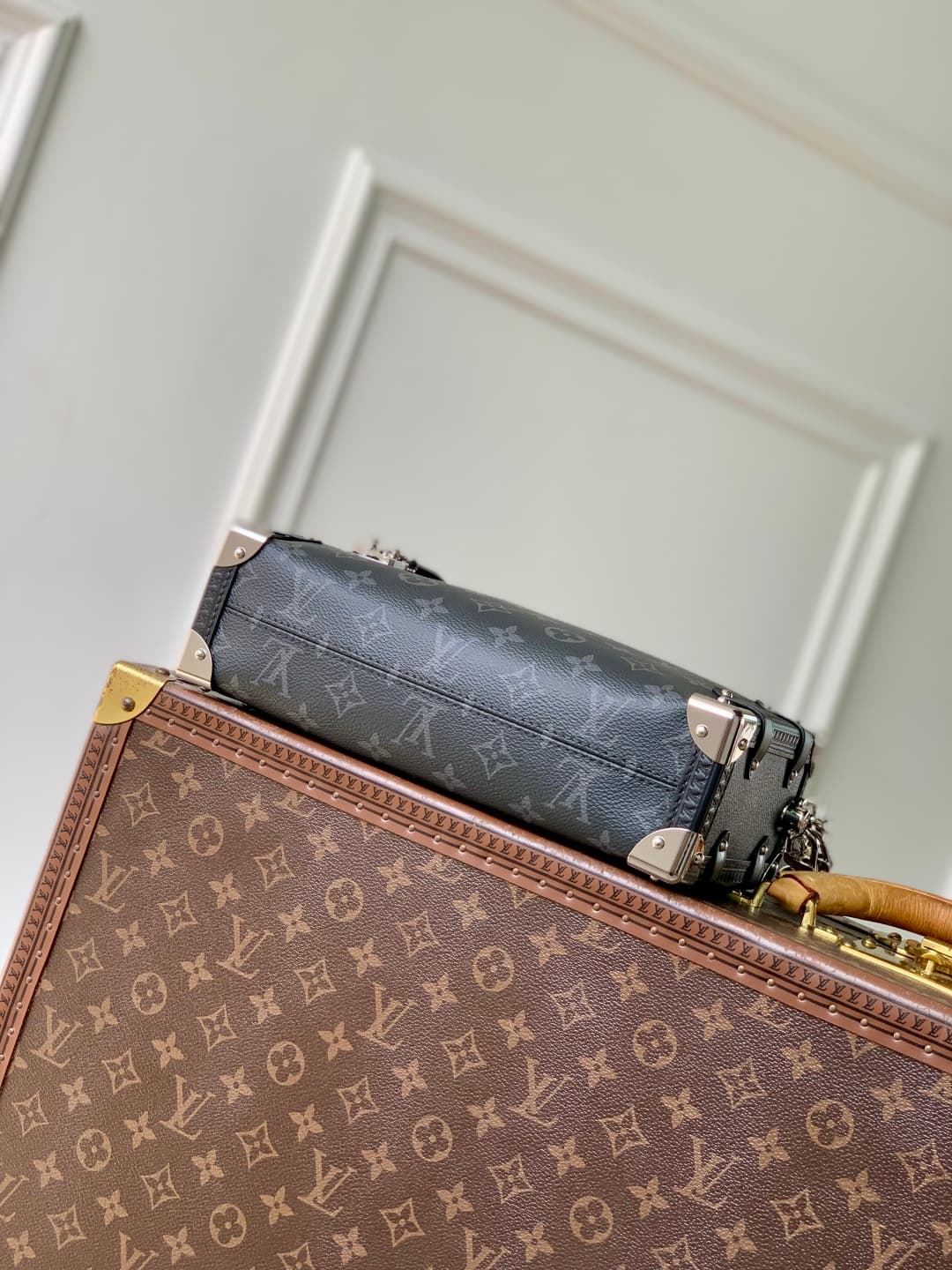 Louis Vuitton Side Trunk MM East West Monogram Eclipse M26226 High