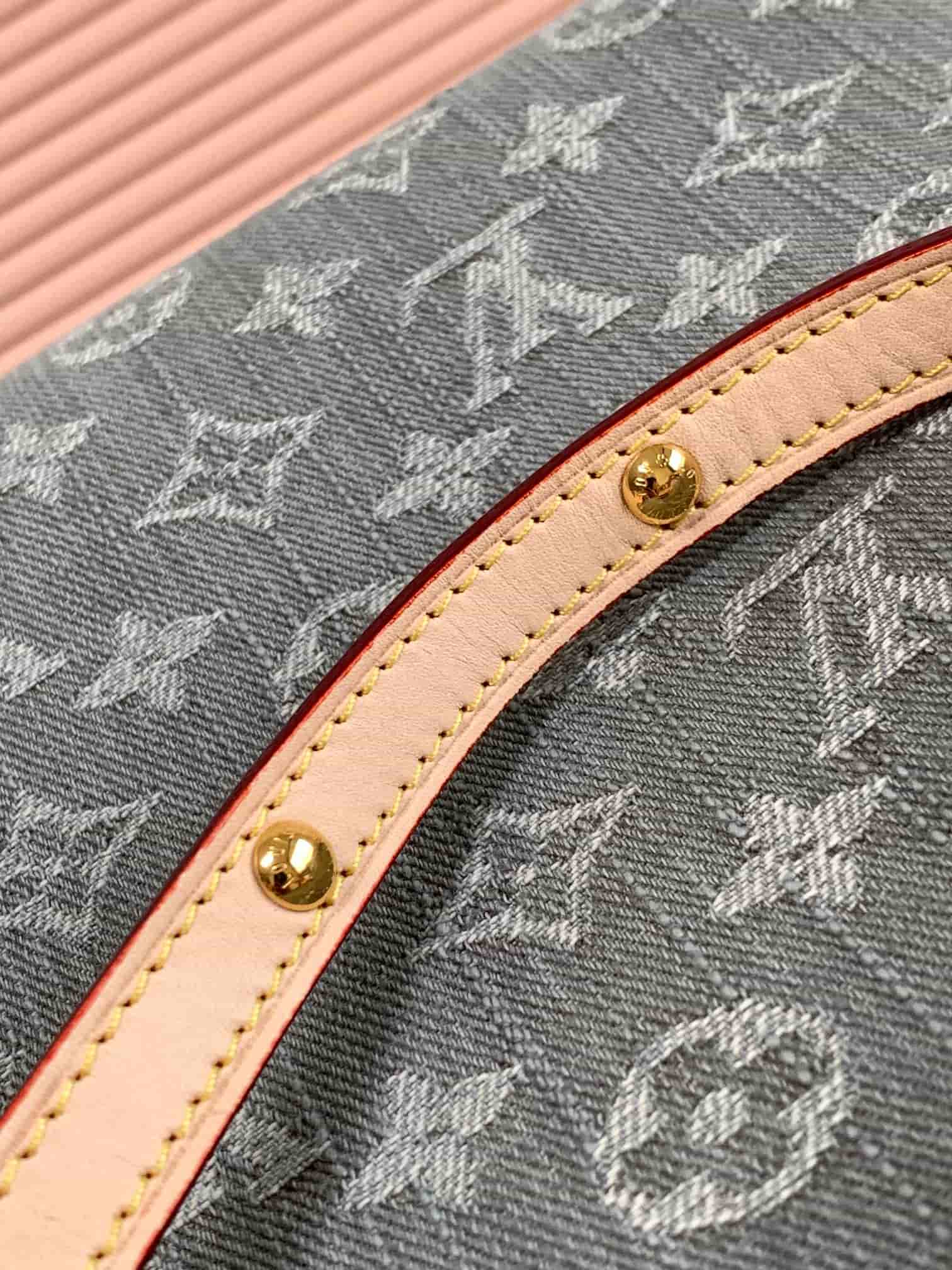 Louis Vuitton OnTheGo Handbag Monogram Washed Gray Denim M46871 High
