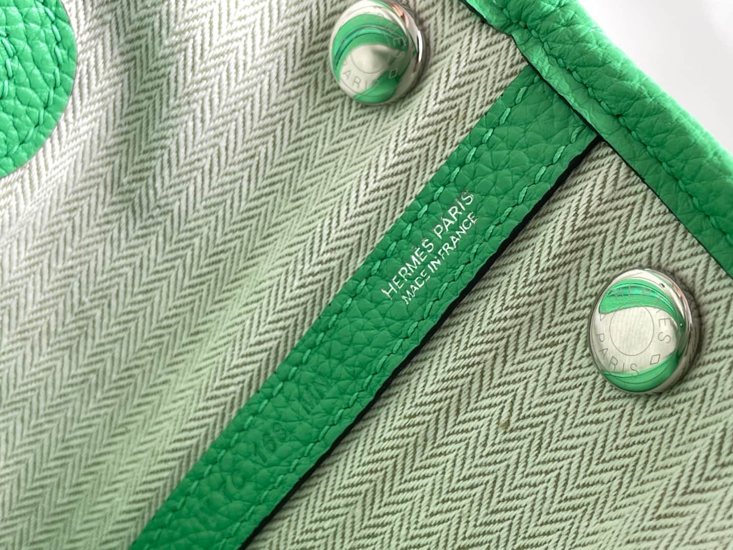 Hermes Garden Party 23 bag in Vert Comics Togo Leather WAX High