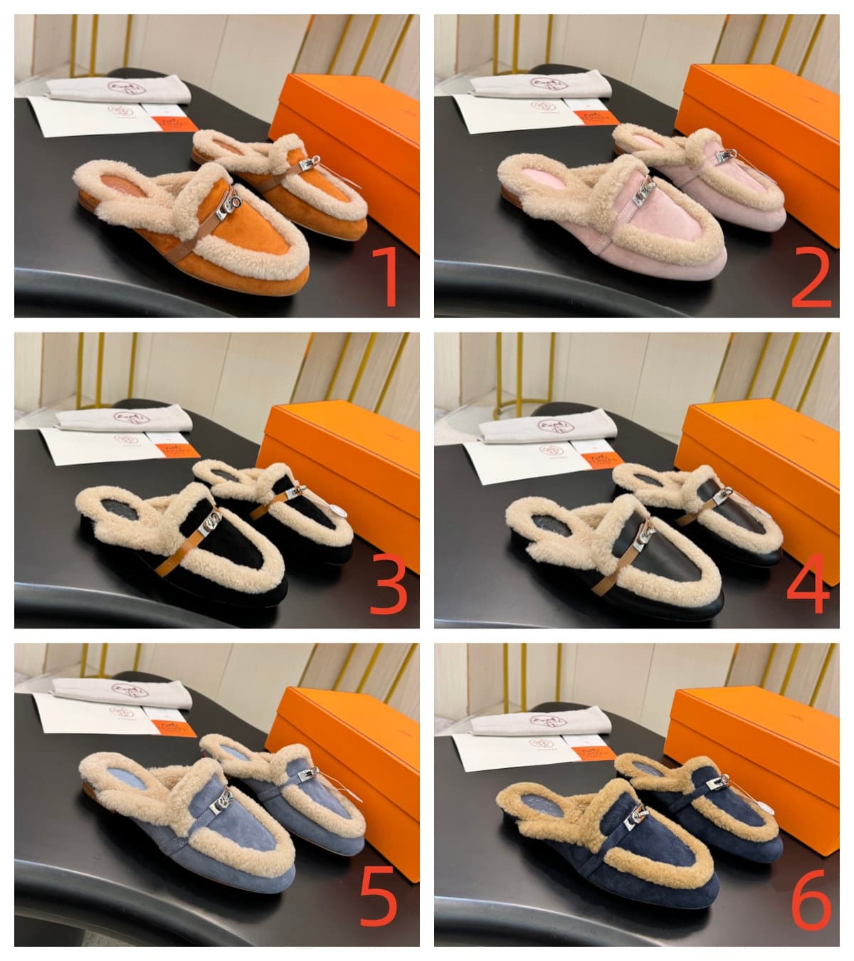 Hermes Oz mules in suede goatskin with Kelly buckle shoes women