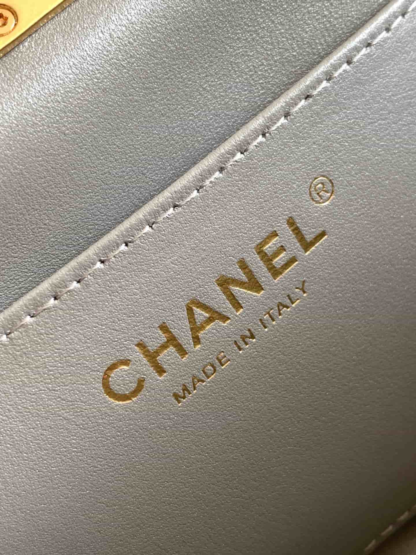 Chanel Pearly Lambskin Imitation Pearls & Gold-Tone Metal Silver AS5912 A
