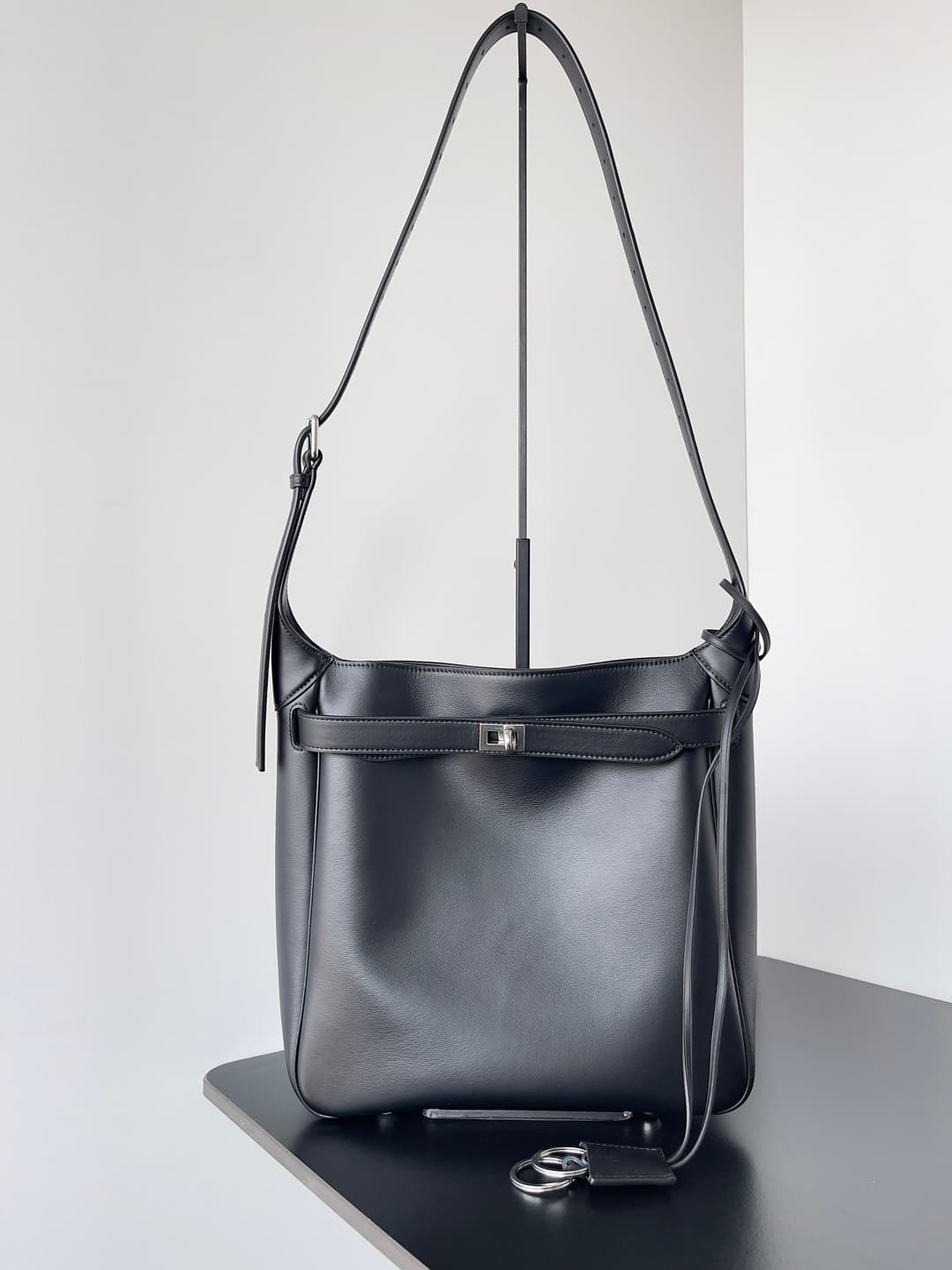 Balenciaga Smooth Calfskin Small Bel Air Hobo Bag in black High