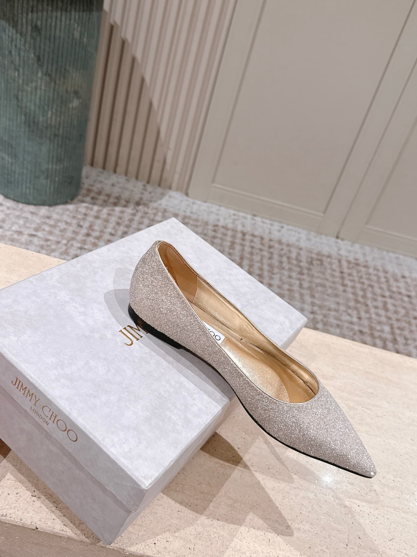 Jimmy Choo Romy Dusty Glitter Flats