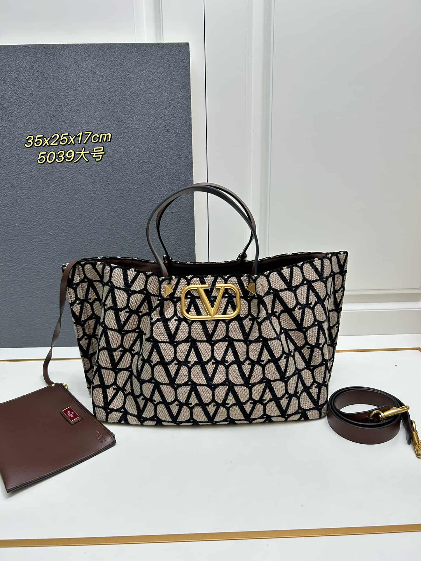 Valentino Garavani VLogo Signature Toile Iconographe Tote Bag Black Mid