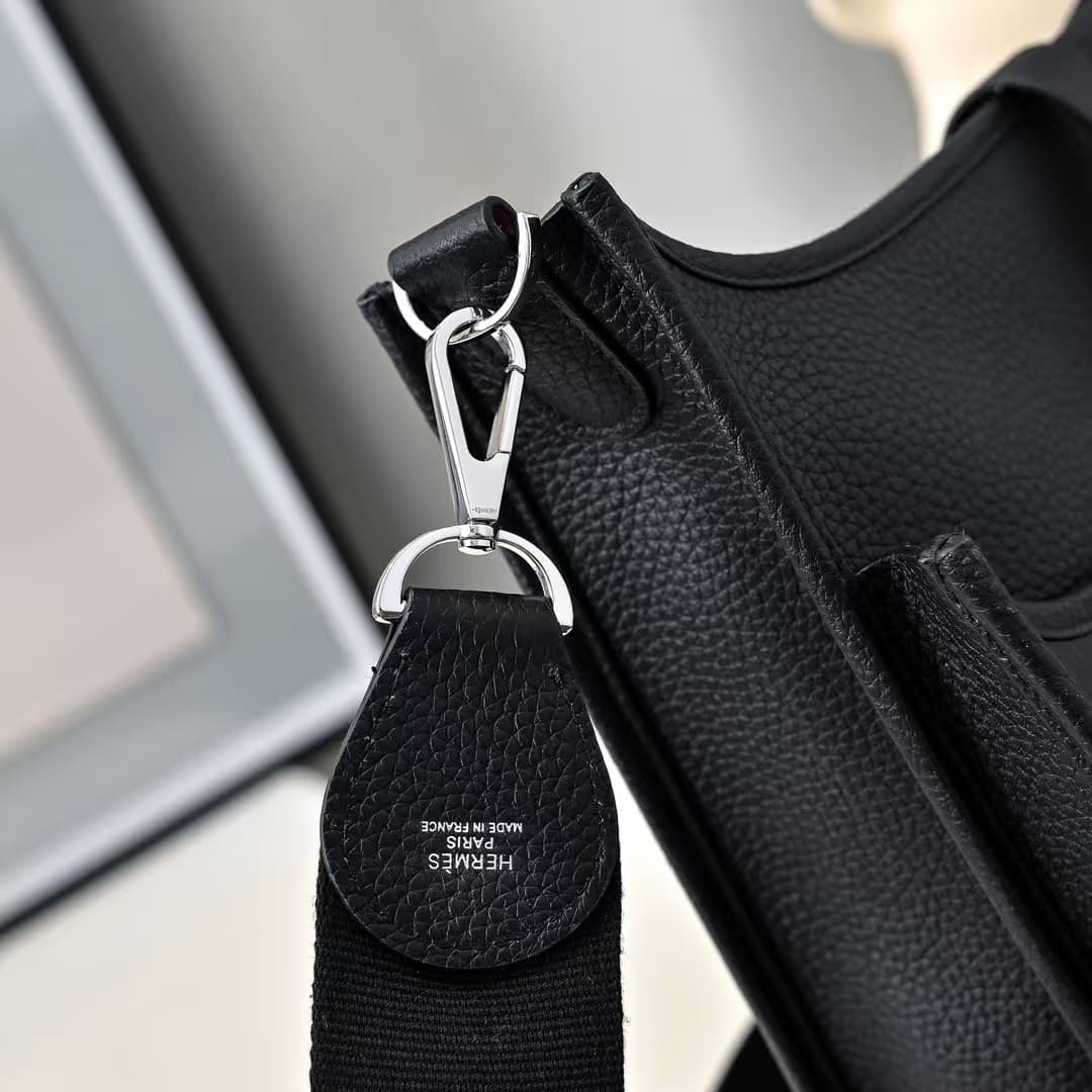 Hermes Evelyne III PM Bag Clemence Leather In Black High