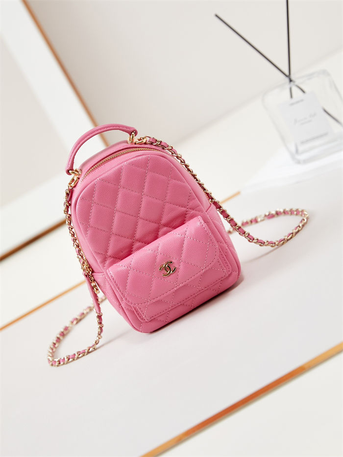Chanel Mini Backpack Grained Calfskin Gold-Tone Metal AP3753 Pink A