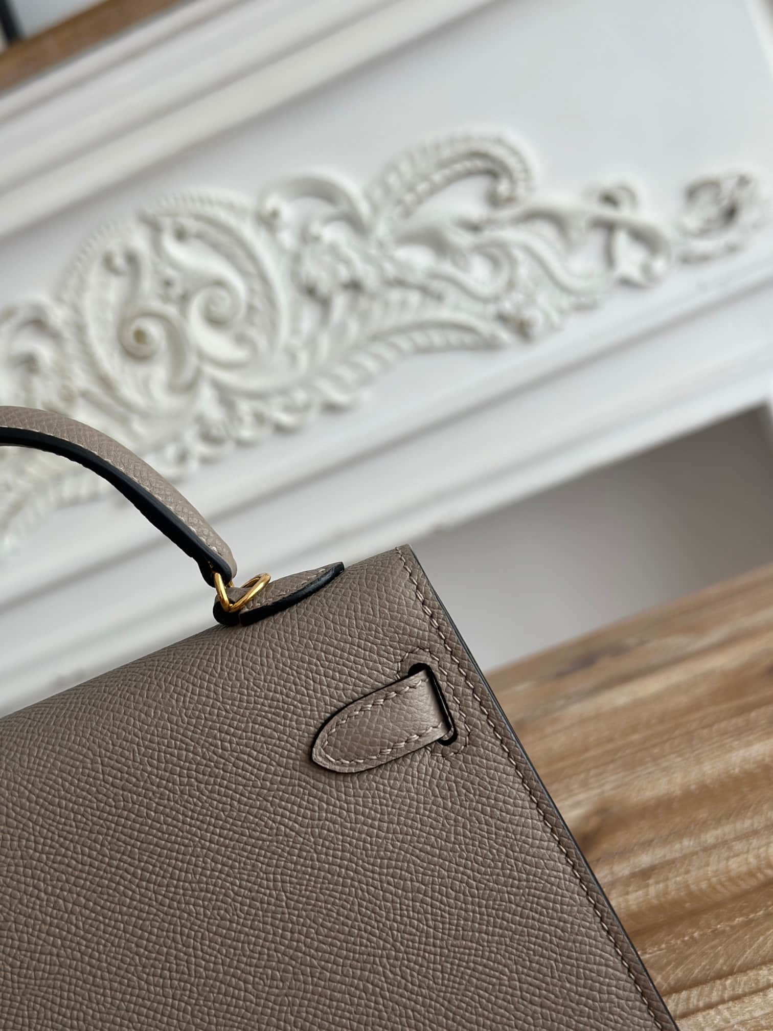 Hermes Kelly Mini II Bag Epsom Leather WAX Gris Asphalte High