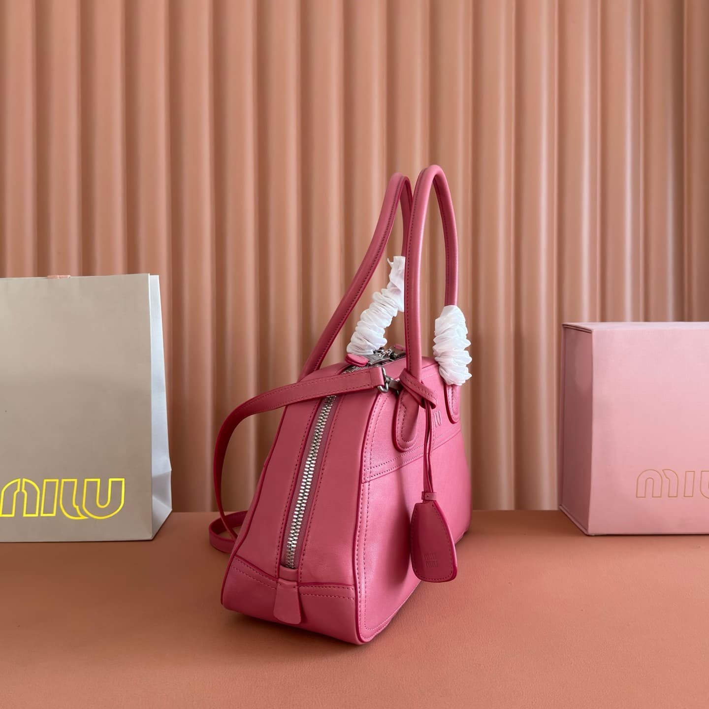 Miu Miu Vivant nappa leather bag Pink 5BB199 TOP