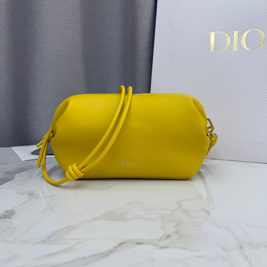 Dior Bow Pouch Buttercup Supple Lambskin S3900 High